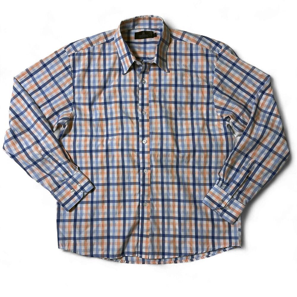 Vittorino Signature Collection Shirt Mens Actual Size M 32/33 Plaid Button Up
